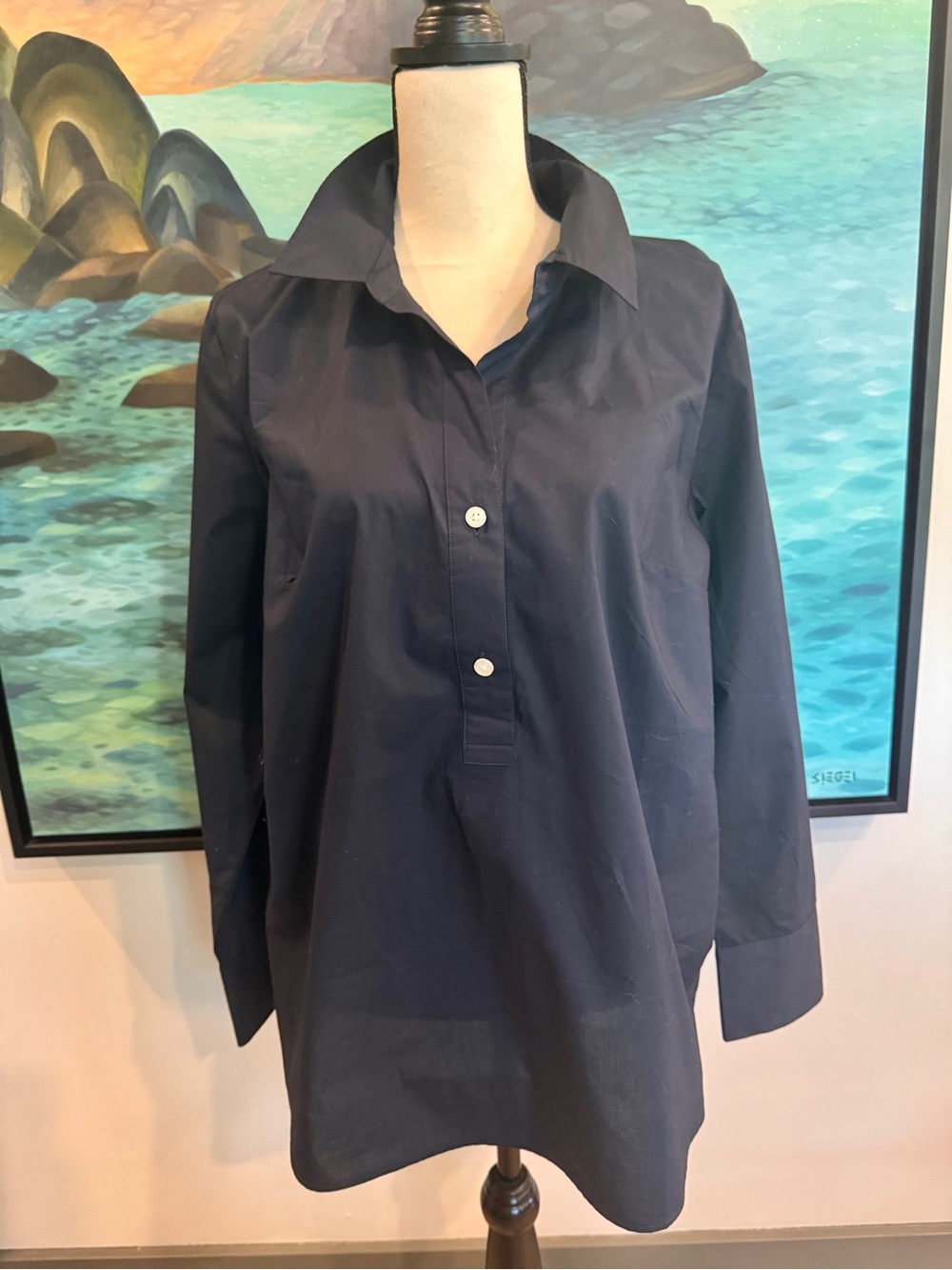 Talbots Navy Button-Front Perfect Tunic